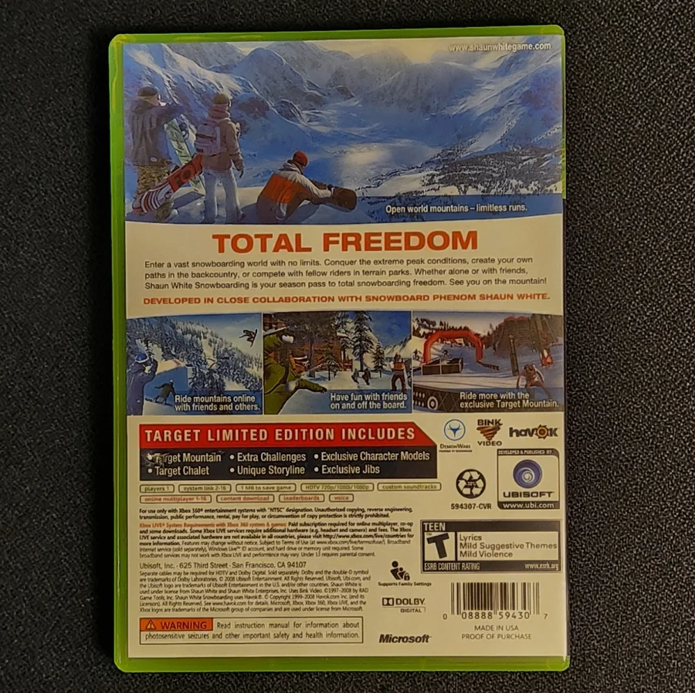 Shaun White Snowboarding XBox 360 Video Game